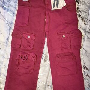 VIP Women's Wide Leg Jeans in Rich Pink